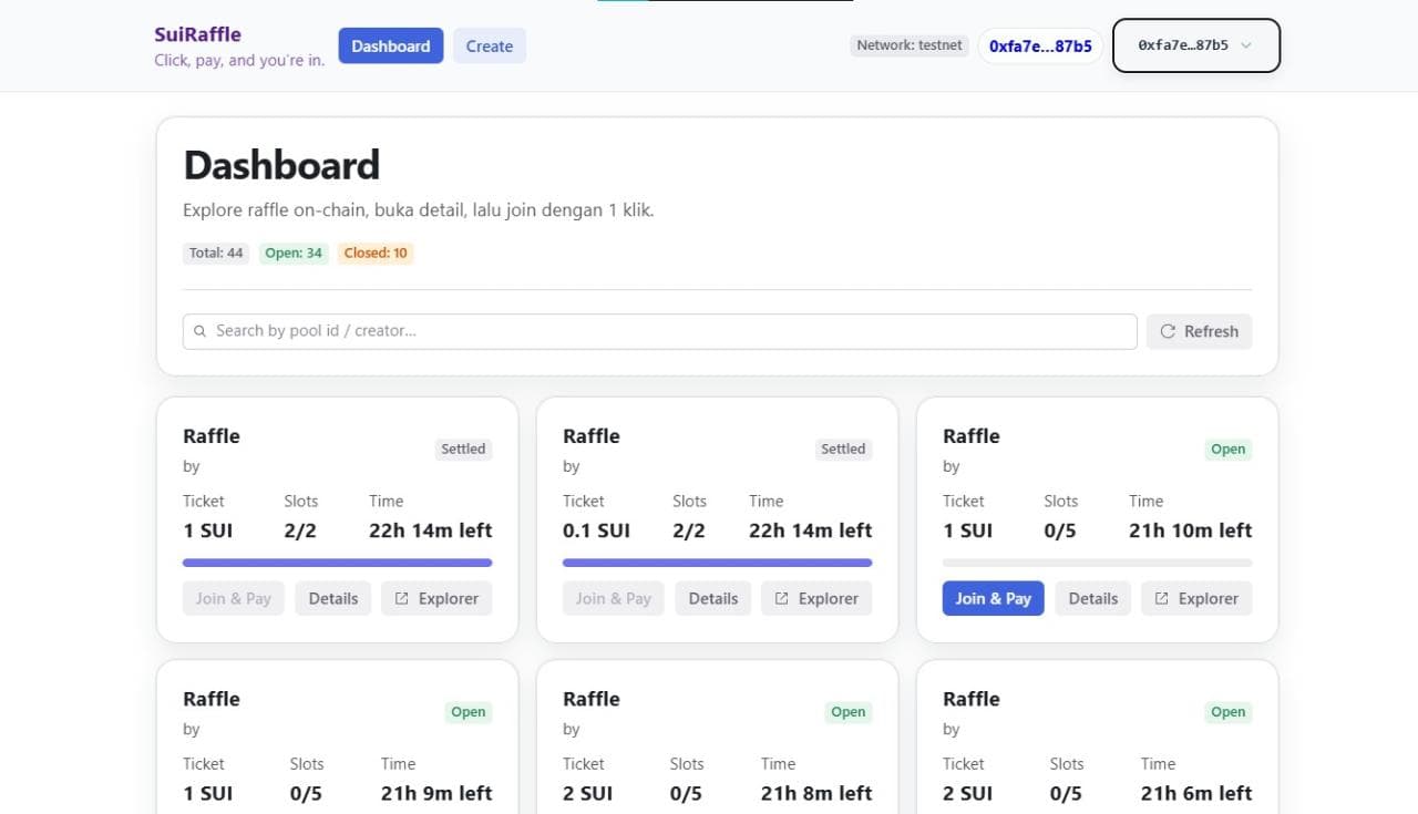 Sui Raffle Interface
